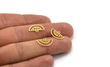 Semi Circle Charm, 50 Raw Brass Semi Circle Charms With 1 Loop, Pendant Charms (16x9x0.60mm) A4781