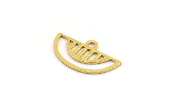 Semi Circle Charm, 50 Raw Brass Semi Circle Charms With 1 Loop, Pendant Charms (16x9x0.60mm) A4781