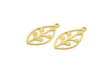 Brass Leaf Charm, 24 Raw Brass Leaf Charms With 1 Loop, Findings (22x11x0.60mm) A4729