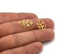 Brass Leaf Charm, 24 Raw Brass Leaf Charms With 1 Hole, Findings (22x11x0.60mm) A4723