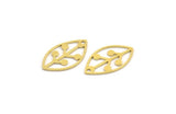 Brass Leaf Charm, 24 Raw Brass Leaf Charms With 1 Hole, Findings (22x11x0.60mm) A4723