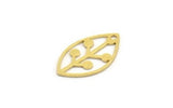Brass Leaf Charm, 24 Raw Brass Leaf Charms With 1 Hole, Findings (22x11x0.60mm) A4723