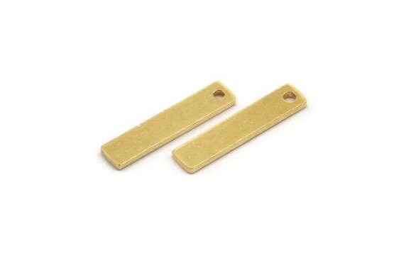Brass Stick Charm, 24 Raw Brass Necklace Bars With 1 Hole, Findings, Earrings (19x4x1mm) A4768
