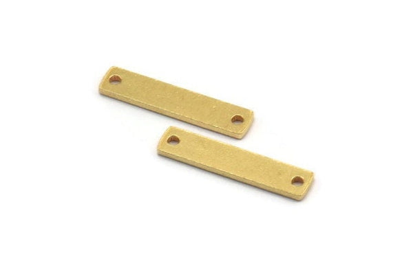 Brass Stick Charm, 24 Raw Brass Necklace Bars With 2 Holes, Findings, Earrings (19x4x1mm) A4765