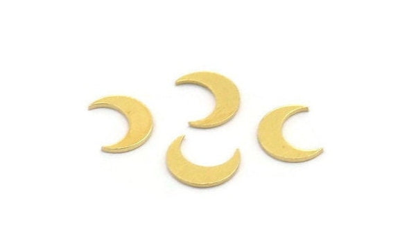 Brass Moon Blank, 100 Raw Brass Crescent Moon Blanks, Brass Blanks (8x3x0.60mm) A4766