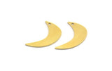 Brass Moon Charm, 12 Raw Brass Crescent Moon Charms With 1 Hole (22x7x0.60mm) A4715