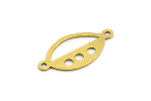 Brass Marquise Charm, 50 Raw Brass Marquise Charms With 2 Loops, Brass Connectors (20x10x0.60mm) A4732
