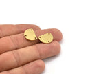 D Shaped Charm, 12 Raw Brass D Shaped Charms With 3 Holes, Connectors, Pendants, Brass Stamping Tag (12x16x0.80mm) A4597
