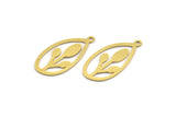 Brass Marquise Charm, 12 Raw Brass Marquise Charms With 1 Loop (26x13x0.60mm) A4736