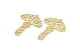 Brass Mushroom Charm, 8 Raw Brass Mushroom Charms With 1 Loop, Charm Pendants (42x32x0.60mm) A4771