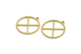 Brass Round Charm, 24 Raw Brass Round Shaped Charms With 1 Loop, Charm Pendants (23.5x21x1mm) A4749