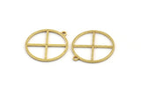 Brass Round Charm, 24 Raw Brass Round Shaped Charms With 1 Loop, Charm Pendants (23.5x21x1mm) A4749