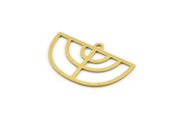 Brass D Shaped Charm, 24 Raw Brass D Shaped Charms With 1 Loop, Earrings, Findings (17x26x0.60mm) A4698