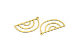Brass D Shaped Charm, 24 Raw Brass D Shaped Charms With 1 Loop, Earrings, Findings (30x15x0.60mm) A4700