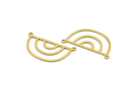 Brass D Shaped Charm, 12 Raw Brass D Shaped Charms With 2 Loops, Connector Findings, Necklace Parts (17x32x0.60mm) A4699