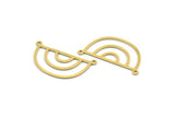 Brass D Shaped Charm, 12 Raw Brass D Shaped Charms With 2 Loops, Connector Findings, Necklace Parts (17x32x0.60mm) A4699
