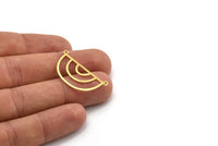 Brass D Shaped Charm, 12 Raw Brass D Shaped Charms With 2 Loops, Connector Findings, Necklace Parts (17x32x0.60mm) A4699