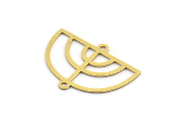 Brass D Shaped Charm, 24 Raw Brass D Shaped Charms With 2 Loops, Connector Findings, Necklace Parts (19x26x0.60mm) A4665