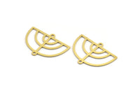 Brass D Shaped Charm, 24 Raw Brass D Shaped Charms With 2 Loops, Connector Findings, Necklace Parts (19x26x0.60mm) A4665