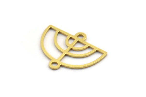 Brass D Shaped Charm, 50 Raw Brass D Shaped Charms With 2 Loops, Connector Findings, Necklace Parts (13x16x0.60mm) A4705