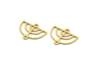 Brass D Shaped Charm, 50 Raw Brass D Shaped Charms With 2 Loops, Connector Findings, Necklace Parts (13x16x0.60mm) A4705