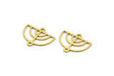 Brass D Shaped Charm, 50 Raw Brass D Shaped Charms With 2 Loops, Connector Findings, Necklace Parts (13x16x0.60mm) A4705