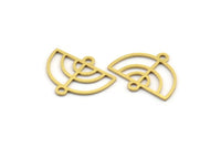 Brass D Shaped Charm, 50 Raw Brass D Shaped Charms With 2 Loops, Connector Findings, Necklace Parts (13x16x0.60mm) A4705