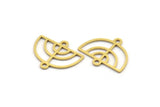 Brass D Shaped Charm, 50 Raw Brass D Shaped Charms With 2 Loops, Connector Findings, Necklace Parts (13x16x0.60mm) A4705