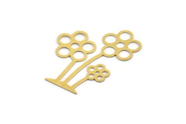 Brass Flower Charm, 8 Raw Brass Flower Shape Charms, Pendants, Findings (41x32x0.60mm) A4753