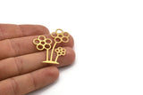 Brass Flower Charm, 8 Raw Brass Flower Shape Charms, Pendants, Findings (41x32x0.60mm) A4753