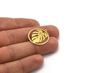 Brass Round Charm, 8 Raw Brass Monstera Leaf Patterned Round Shape Charms With 1 Loop, Charm Pendants (25x23x0.60mm) A4713