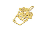 Brass Flower Charm, 8 Raw Brass Flower Shape Charms, Pendants, Findings (42x26x0.60mm) A4773