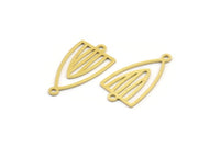 Pirinç Üçgen Charm, 2 Döngülü 24 Ham Pirinç Üçgen Şekilli Charm, Bağlantı Parçaları (22x12x0,60 mm) A4714