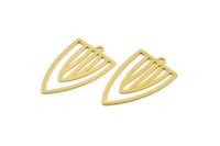 Brass Triangle Charm, 12 Raw Brass Triangle Shaped Charms With 1 Loop (28x17x0.60mm) A4721