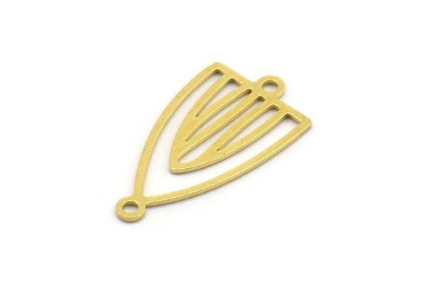 Brass Triangle Charm, 24 Raw Brass Triangle Shaped Charms With 2 Loops, Connector Findings (22x12x0.60mm) A4714