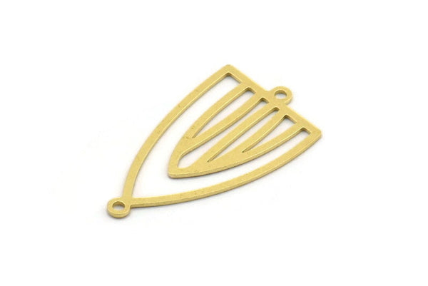 Brass Triangle Charm, 12 Raw Brass Triangle Shaped Charms With 2 Loops, Connector Findings (30x17x0.60mm) A4720