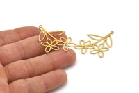 Brass Flower Charm, 12 Raw Brass Flower Shape Charms With 1 Loop, Charm Pendants (37x27x0.60mm) A4813