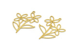 Brass Flower Charm, 12 Raw Brass Flower Shape Charms With 1 Loop, Charm Pendants (37x27x0.60mm) A4800