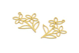Brass Flower Charm, 24 Raw Brass Flower Shape Charms With 1 Loop, Charm Pendants (29x21x0.60mm) A4809
