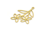Brass Flower Charm, 24 Raw Brass Flower Shape Charms With 1 Loop, Charm Pendants (29x21x0.60mm) A4825