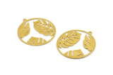 Brass Monstera Charm, 6 Raw Brass Monstera Leaf Charms With 1 Loop, Pendant, Earring Findings (32x30x0.60mm) A4805
