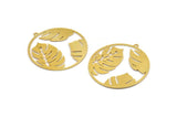 Brass Monstera Charm, 2 Raw Brass Monstera Leaf Charms With 1 Loop, Pendant, Earring Findings (42x40x0.60mm) A4816