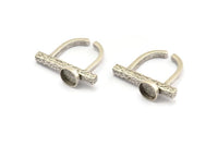 Silver Ring Settings, Antique Silver Plated Brass Adjustable D Shape Rings - Pad Size 8mm N1060