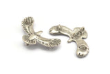 Silver Eagle Charm, Antique Silver Plated Brass Eagle Pendants With 4 Loops (46x21x2mm) N1190 H1593