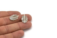 Silver Leaf Charm, 4 Antique Silver Plated Brass Leaf Charms With 1 Loop, Earrings, Findings (21x13x1mm) N1207