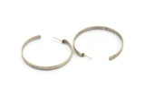 Silver Geometric Earring, 2 Antique Silver Plated Brass Circle Stud Earrings (54x4.5x1mm) N1247