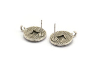 Gümüş Küpe Direği, 2 Antik Gümüş Kaplama Pirinç Yuvarlak Küpe Saplaması (15 mm) N1286