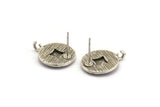 Gümüş Küpe Direği, 2 Antik Gümüş Kaplama Pirinç Yuvarlak Küpe Saplaması (15 mm) N1286