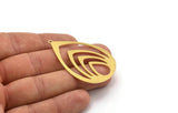 Brass Drop Charm, 4 Raw Brass Drop Charms With 1 Loop, Earrings, Findings (51x34x0.60mm) A4959