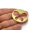 Brass Butterfly Charm, 2 Raw Brass Butterfly Charms With 1 Hole, Earring Findings (43x0.80mm) A4758
